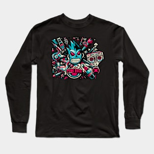 Melodic Mutiny: Punk Rock Vector Design Long Sleeve T-Shirt